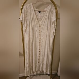 Torrid White Maxi Dress with Button Detail